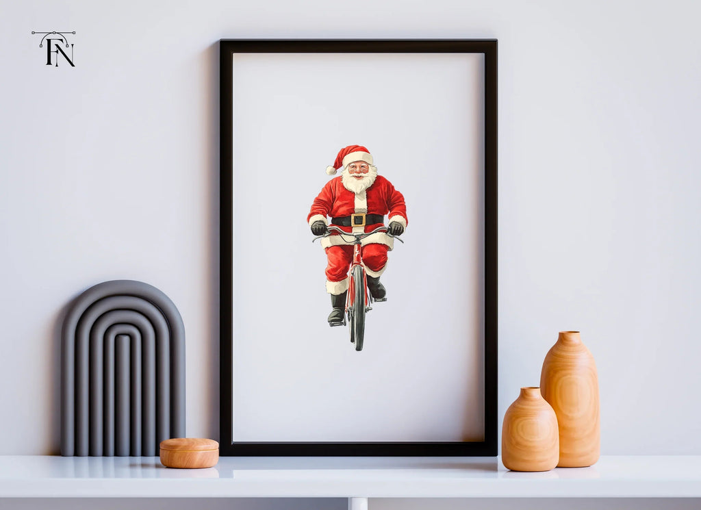 Santa Claus Riding Bicycle Clipart Bundle