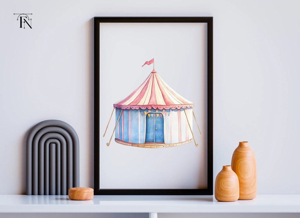 Blue and Pink Circus Tent Clipart Bundle