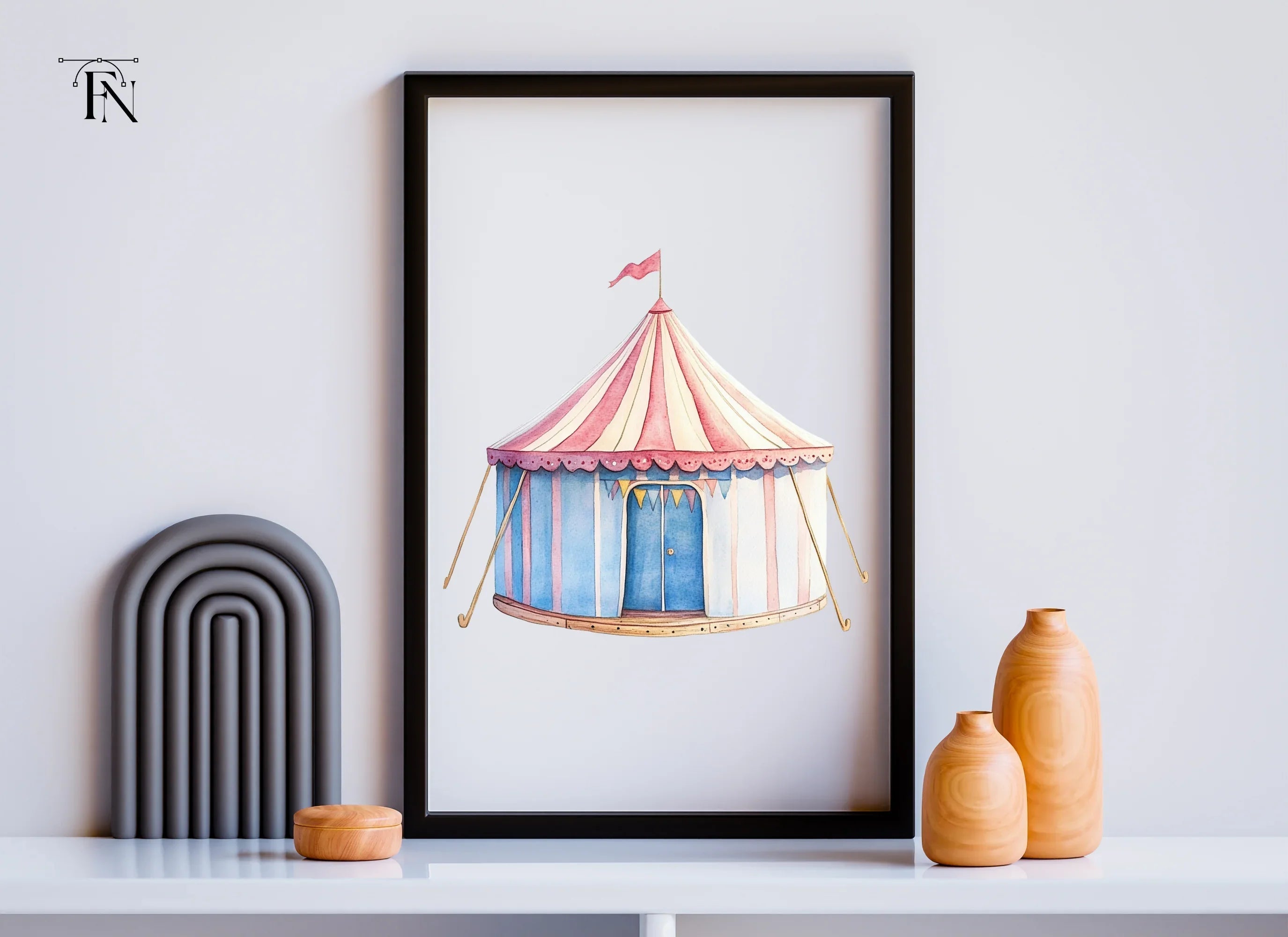 Blue and Pink Circus Tent Clipart Bundle