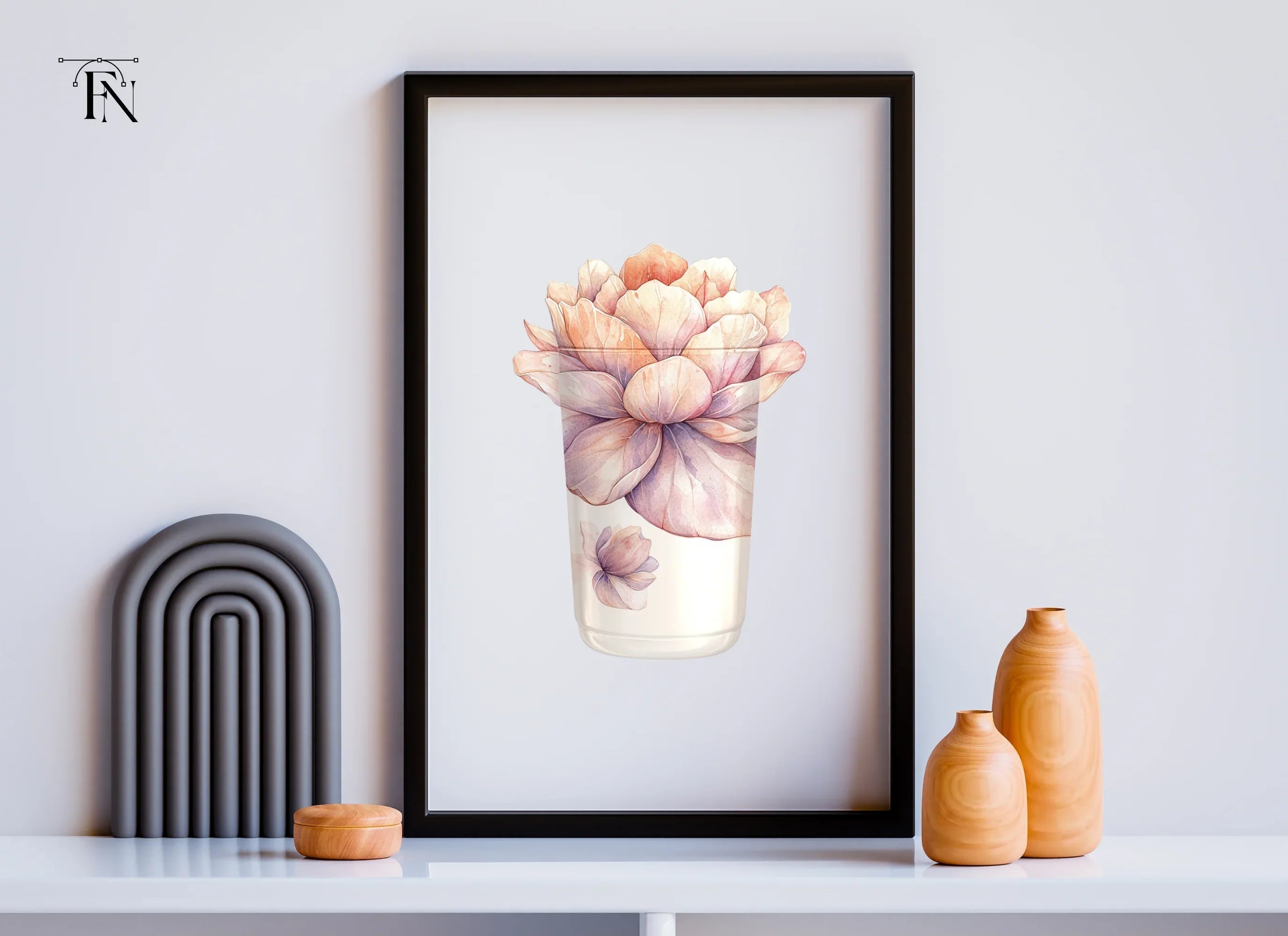 Peony Flower Tumbler Clipart Bundle
