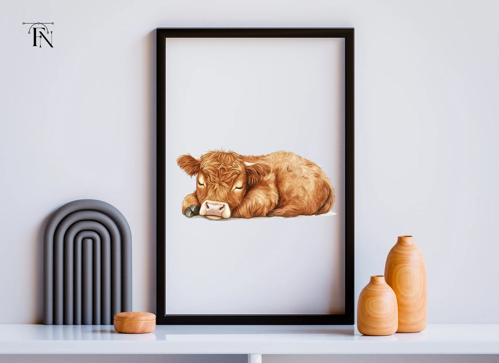 Sleeping Highland Calf Clipart Bundle
