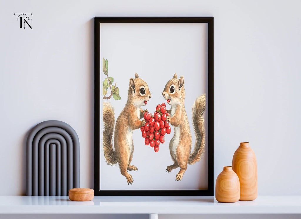 Adorable Squirrels with Berries Clipart Bundle