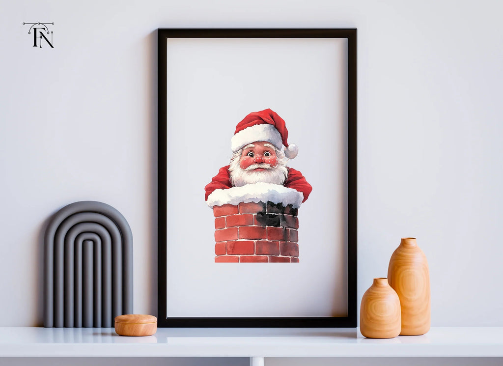 Jolly Santa Claus Chimney Clipart Bundle
