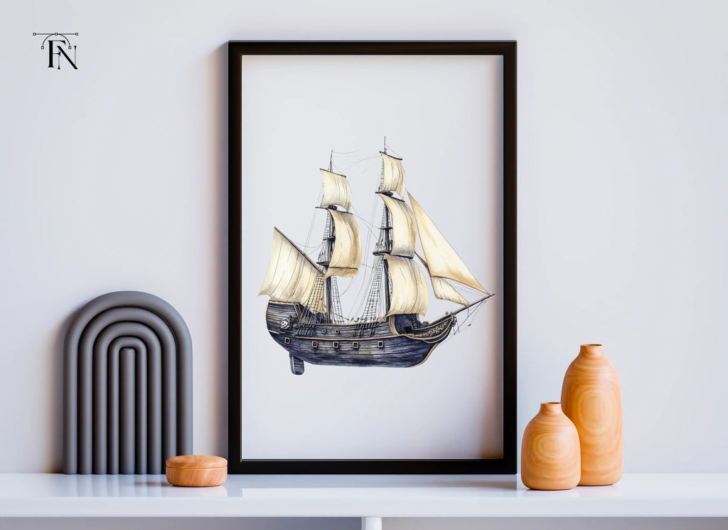 Vintage Pirate Ship Clipart Bundle