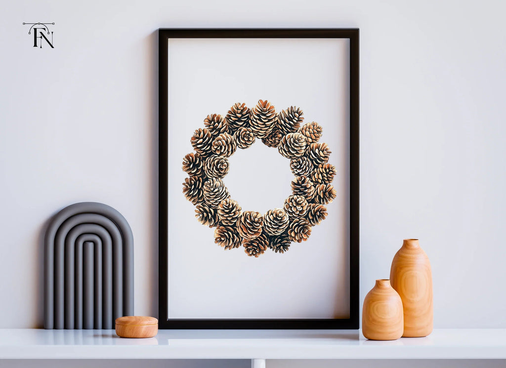 Pine Cone Wreath Clipart Bundle