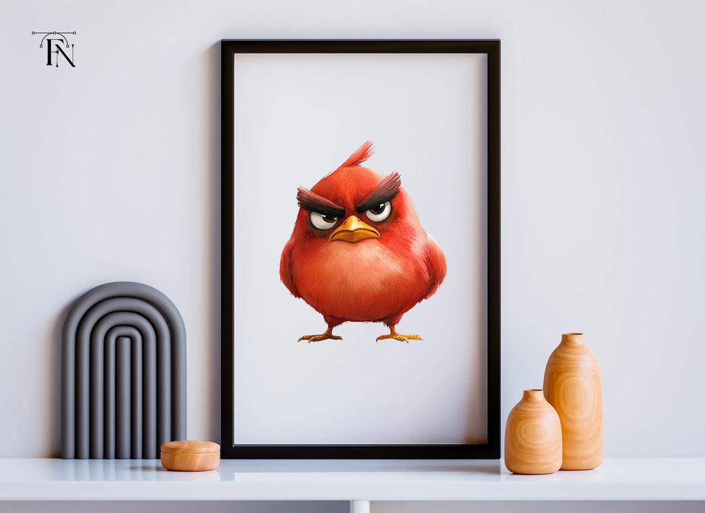 Furious Red Bird Cartoon Clipart Bundle