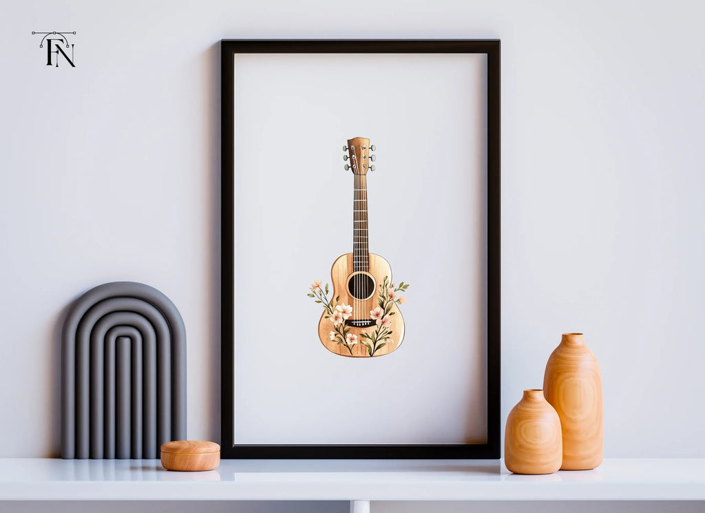 Elegant Floral Guitar Clipart Bundle