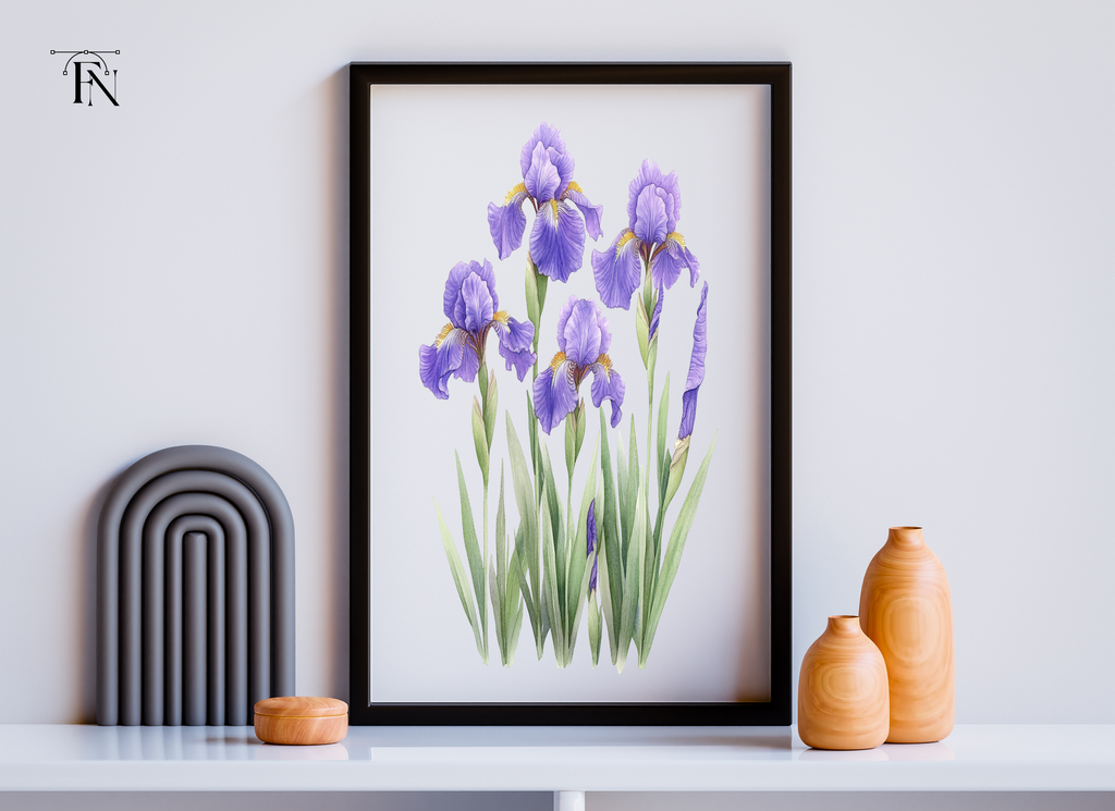 Elegant Purple Iris Flower Clipart Bundle