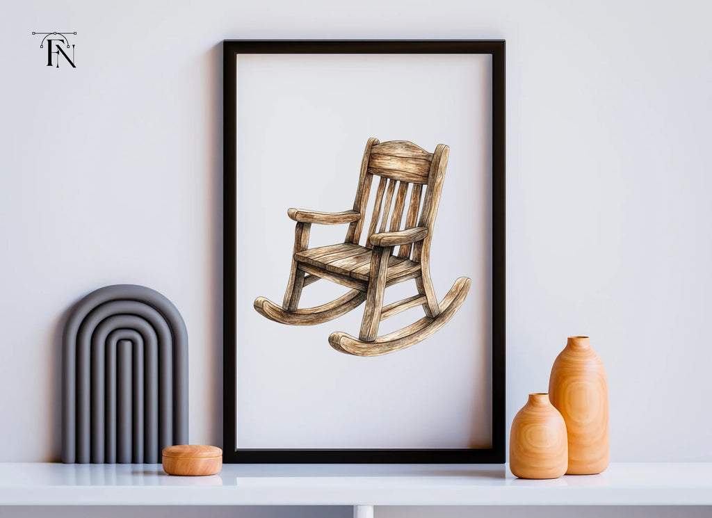 Rustic Wooden Rocking Chair Clipart Bundle