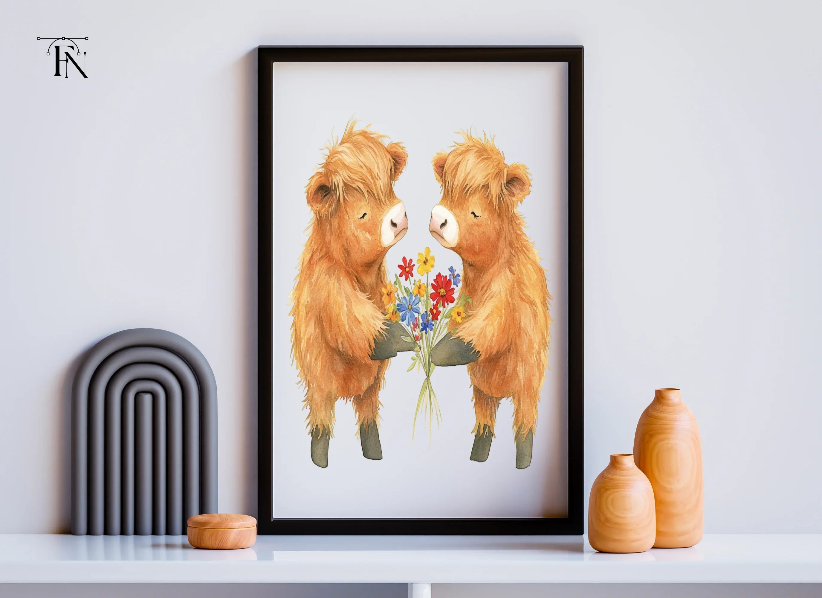 Cute Highland Cow Couples Clipart Bundle