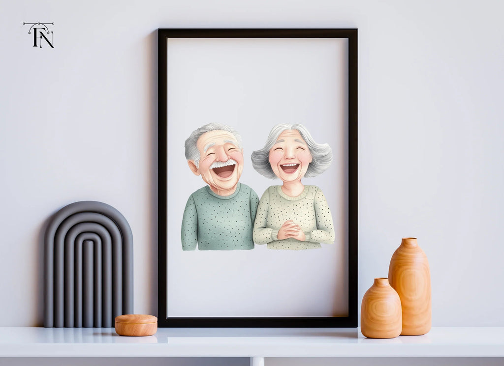 Happy Elderly Couple Clipart Bundle