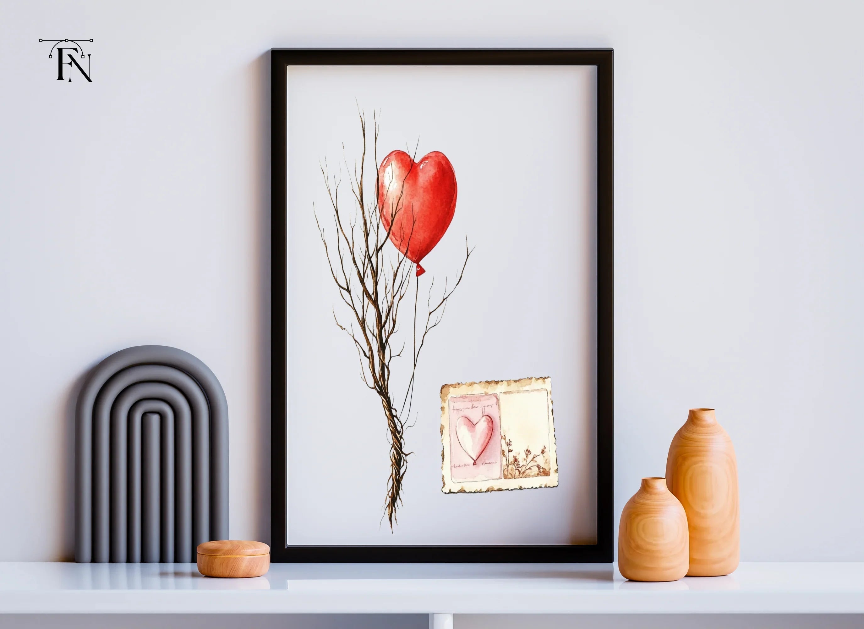 Vintage Love Hearts Branches Clipart Bundle