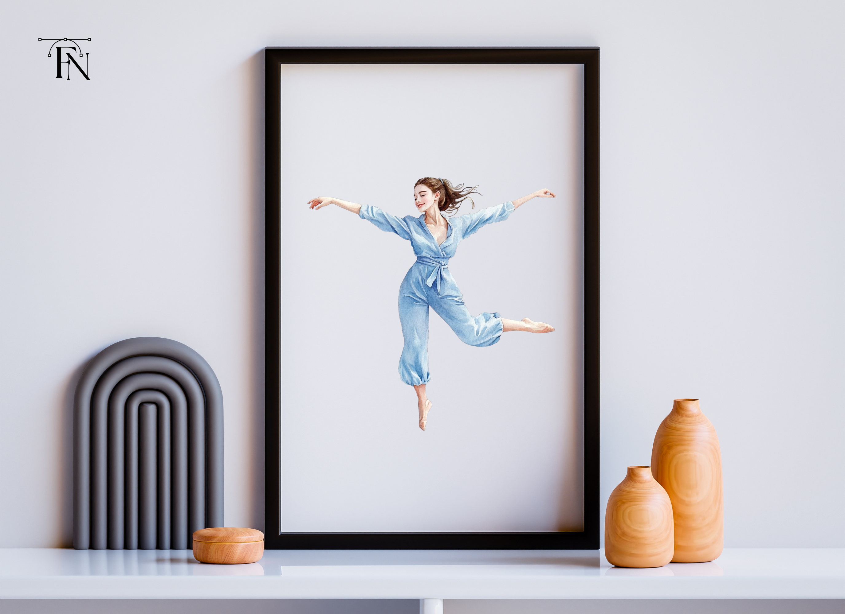 Graceful Dancer in Blue Jumpsuit Clipart Bundle