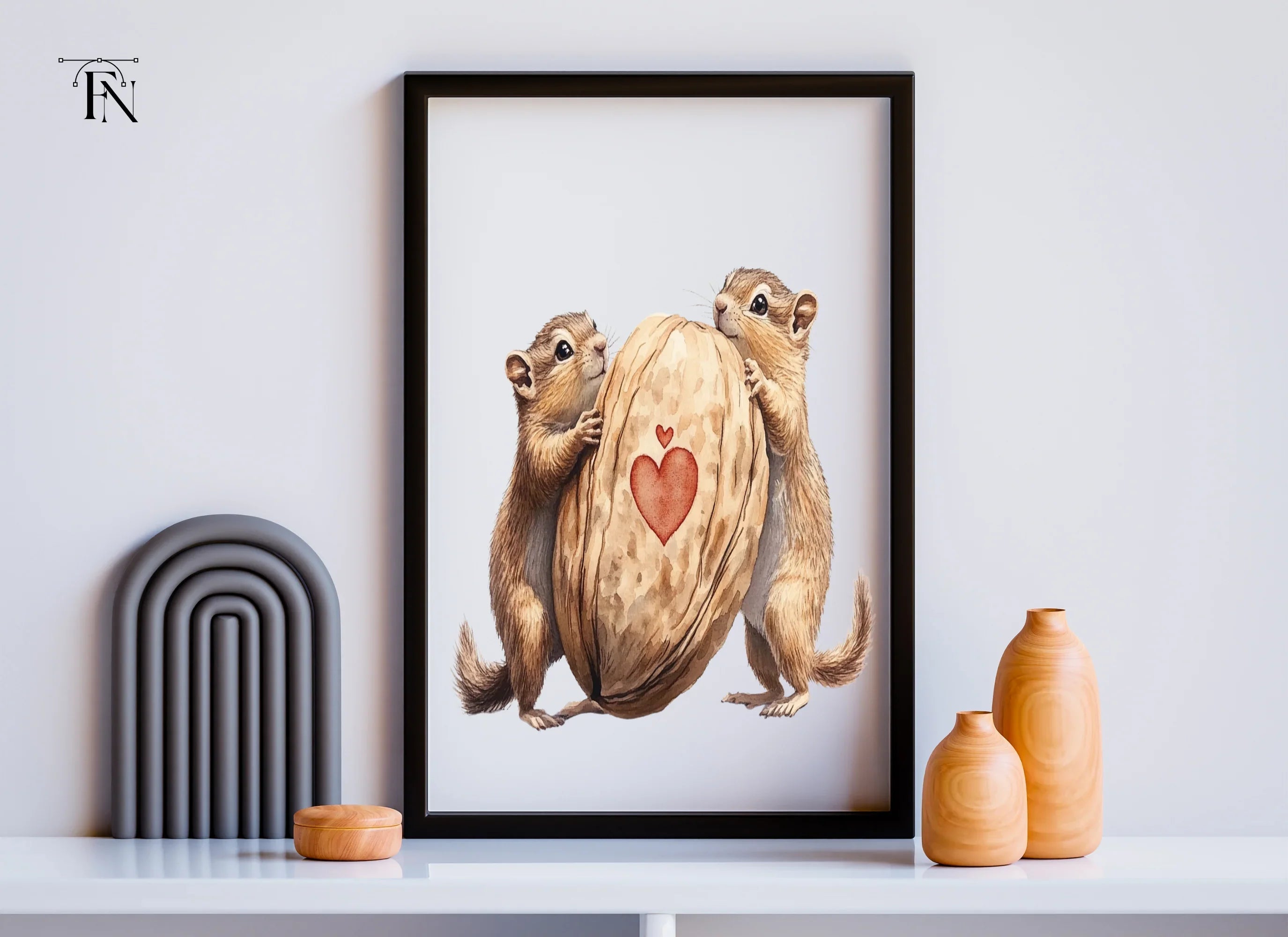 Chipmunk Couple Heart Nut Clipart Bundle