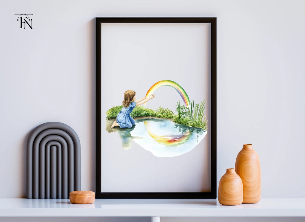 Girl Reaching for Rainbow Clipart Bundle