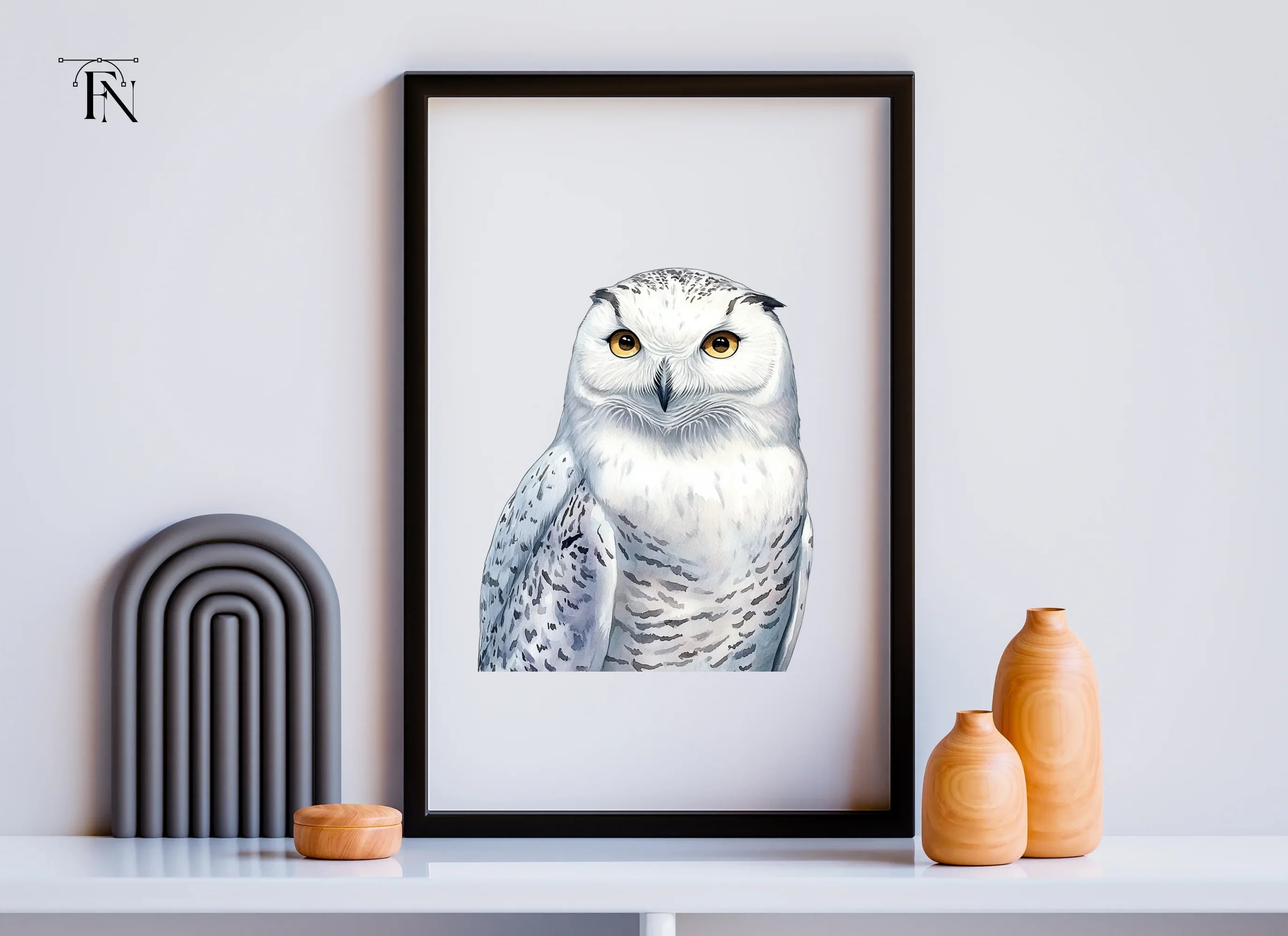 Majestic Snowy Owl Illustration Clipart Bundle
