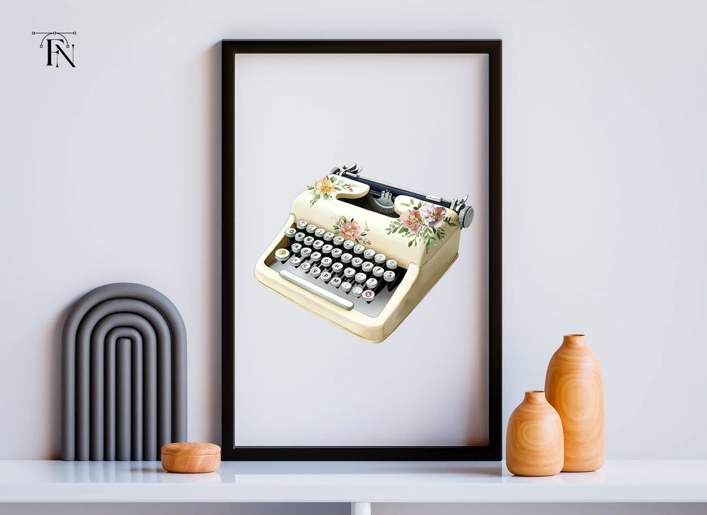 Charming Floral Typewriter Clipart Bundle