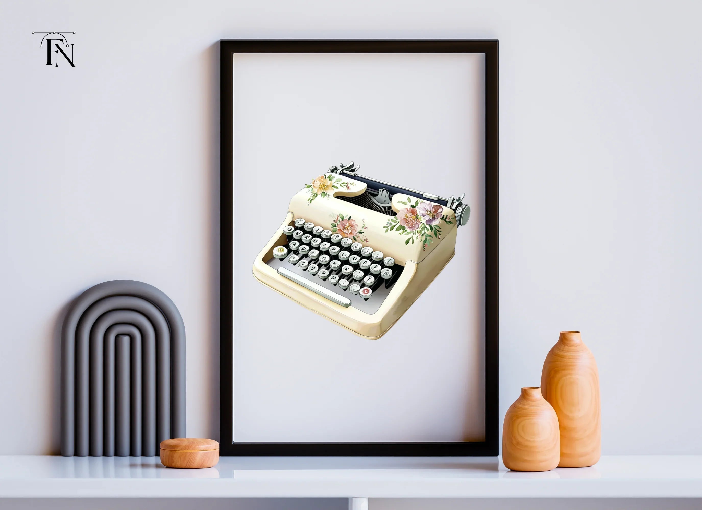 Charming Floral Typewriter Clipart Bundle