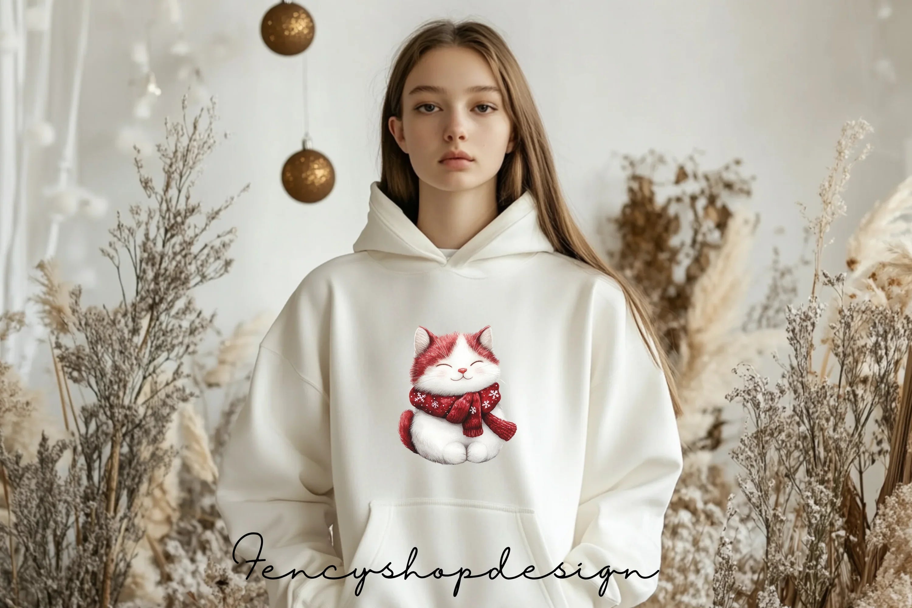 Cute Christmas Kitten Clipart Bundle