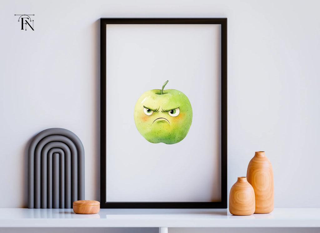 Angry Green Apple Cartoon Clipart Bundle