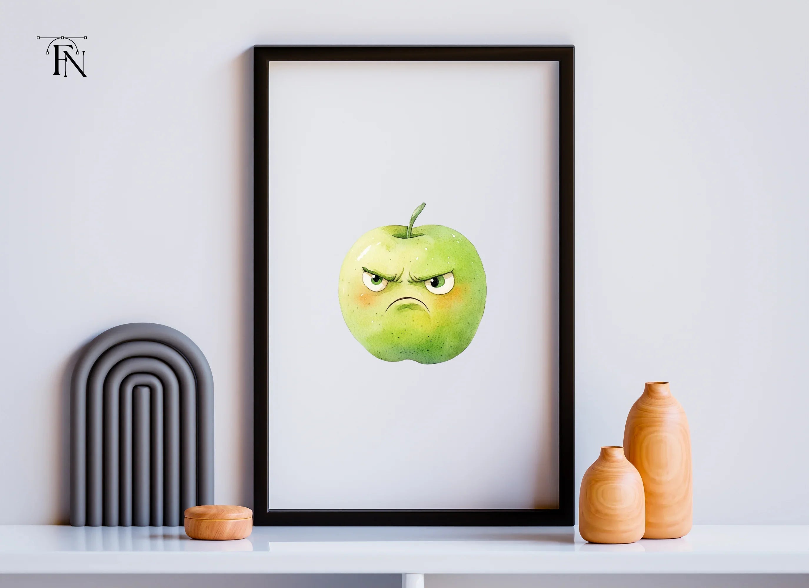 Angry Green Apple Cartoon Clipart Bundle