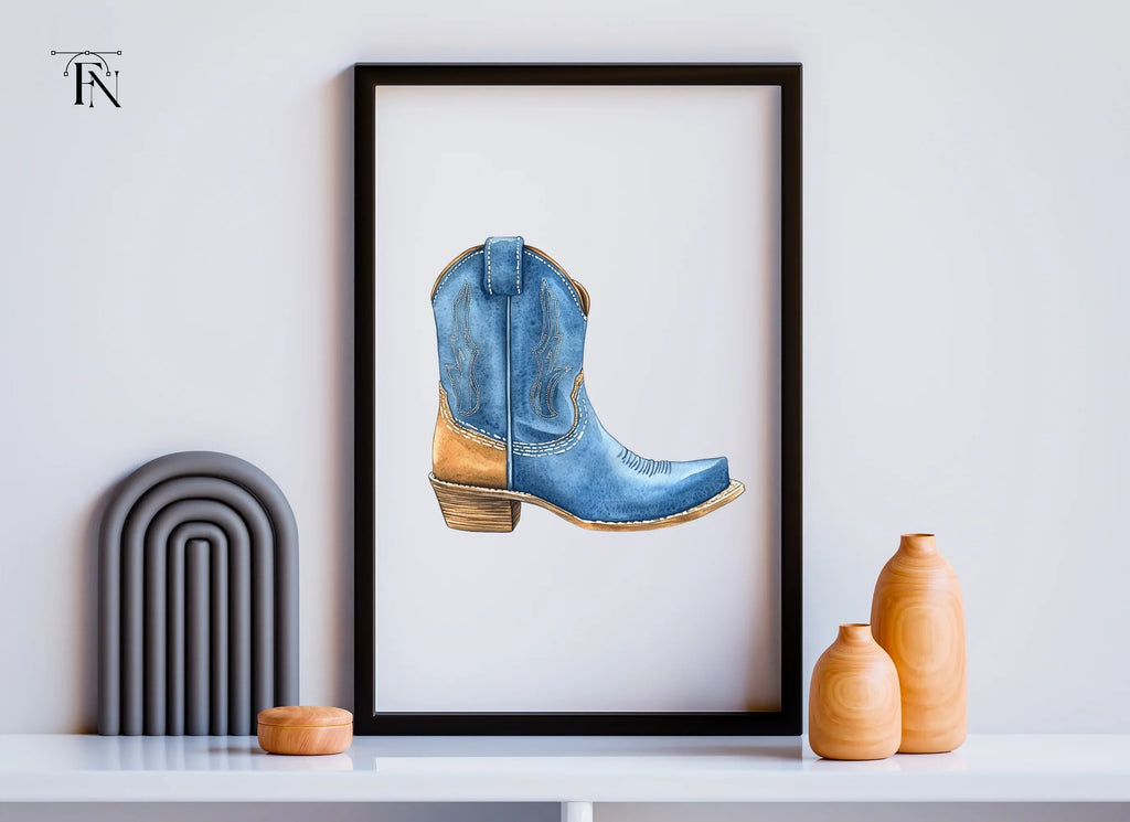 Blue Cowboy Boots Clipart Bundle