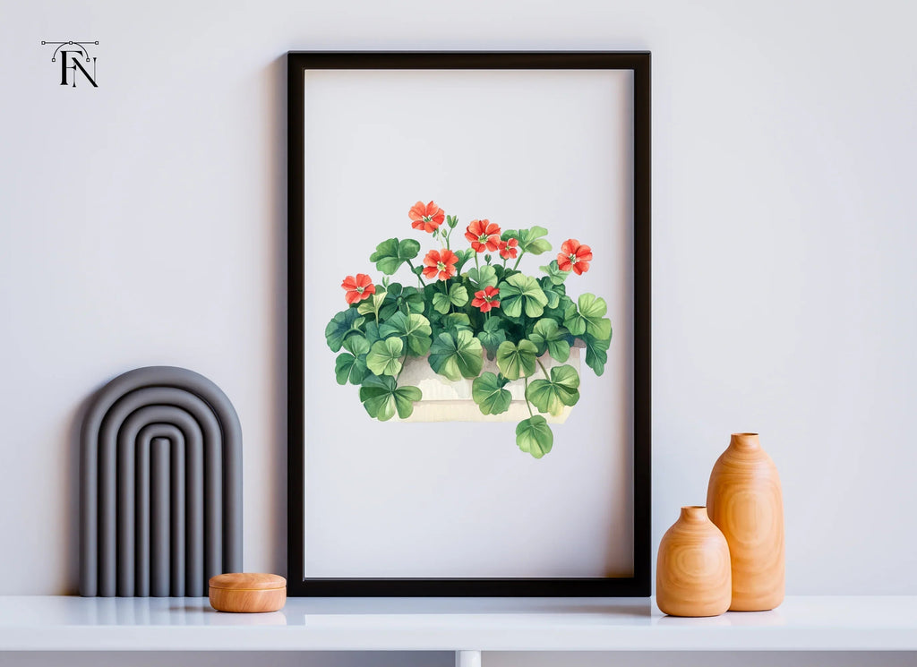 Geraniums in Pots Clipart Bundle