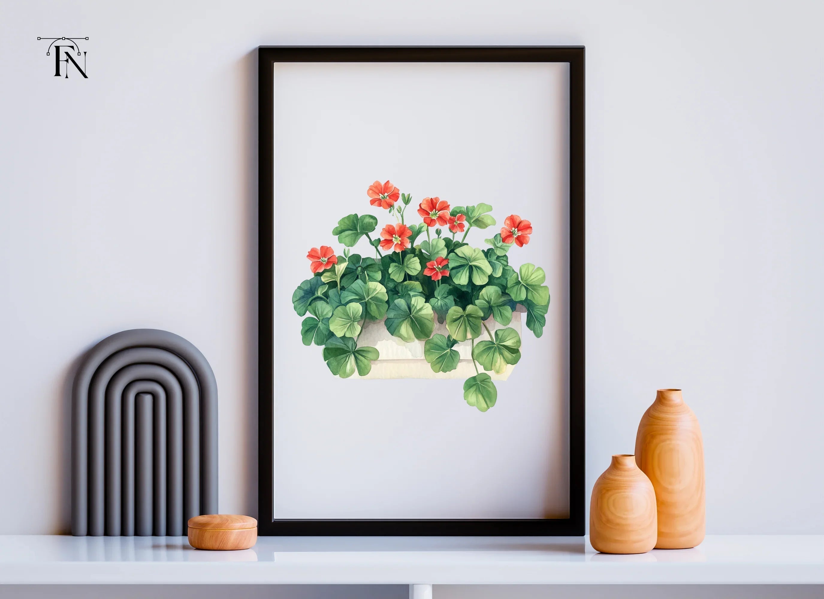 Geraniums in Pots Clipart Bundle