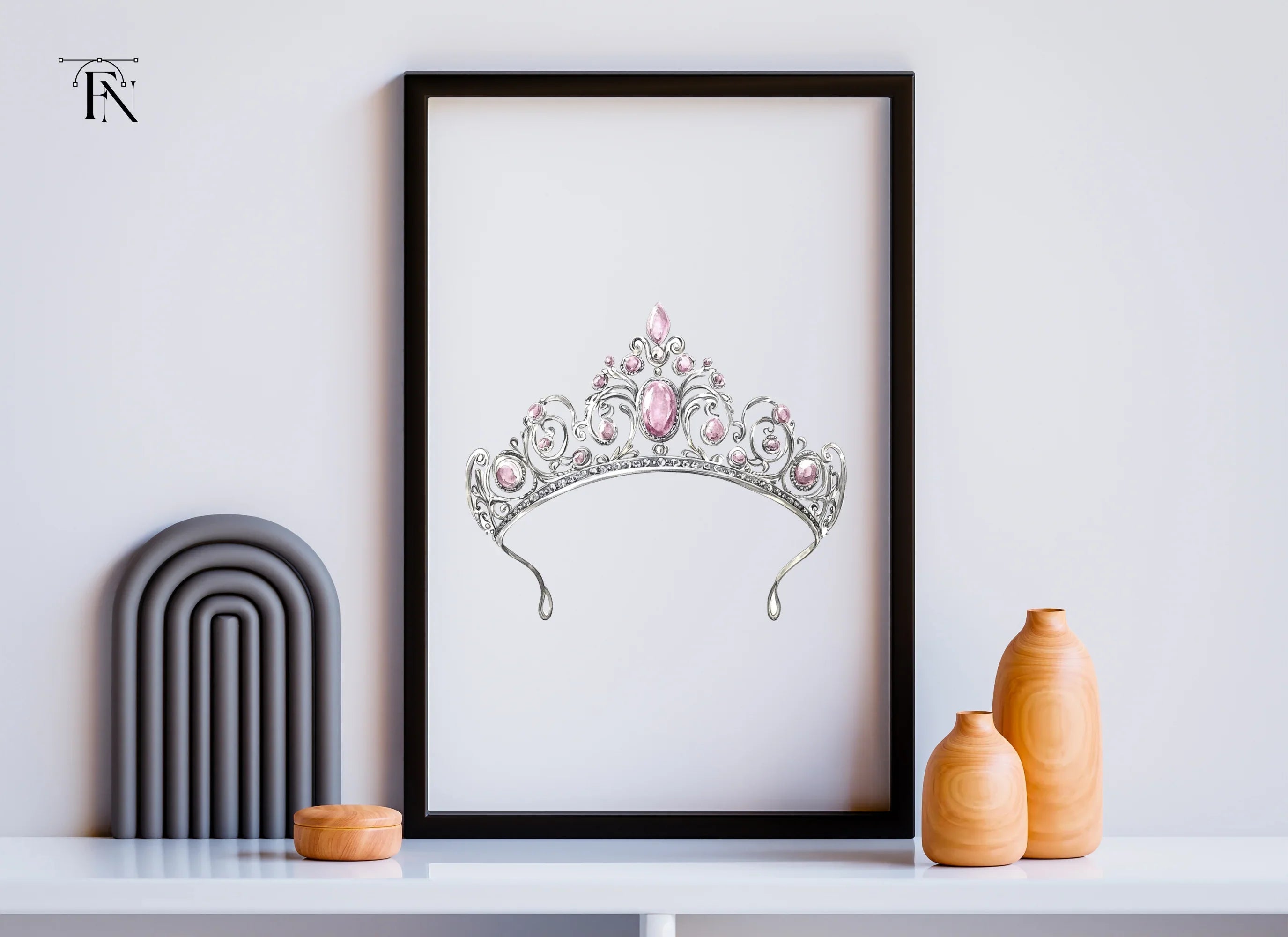 Elegant Pink Gemstone Tiara Clipart Bundle