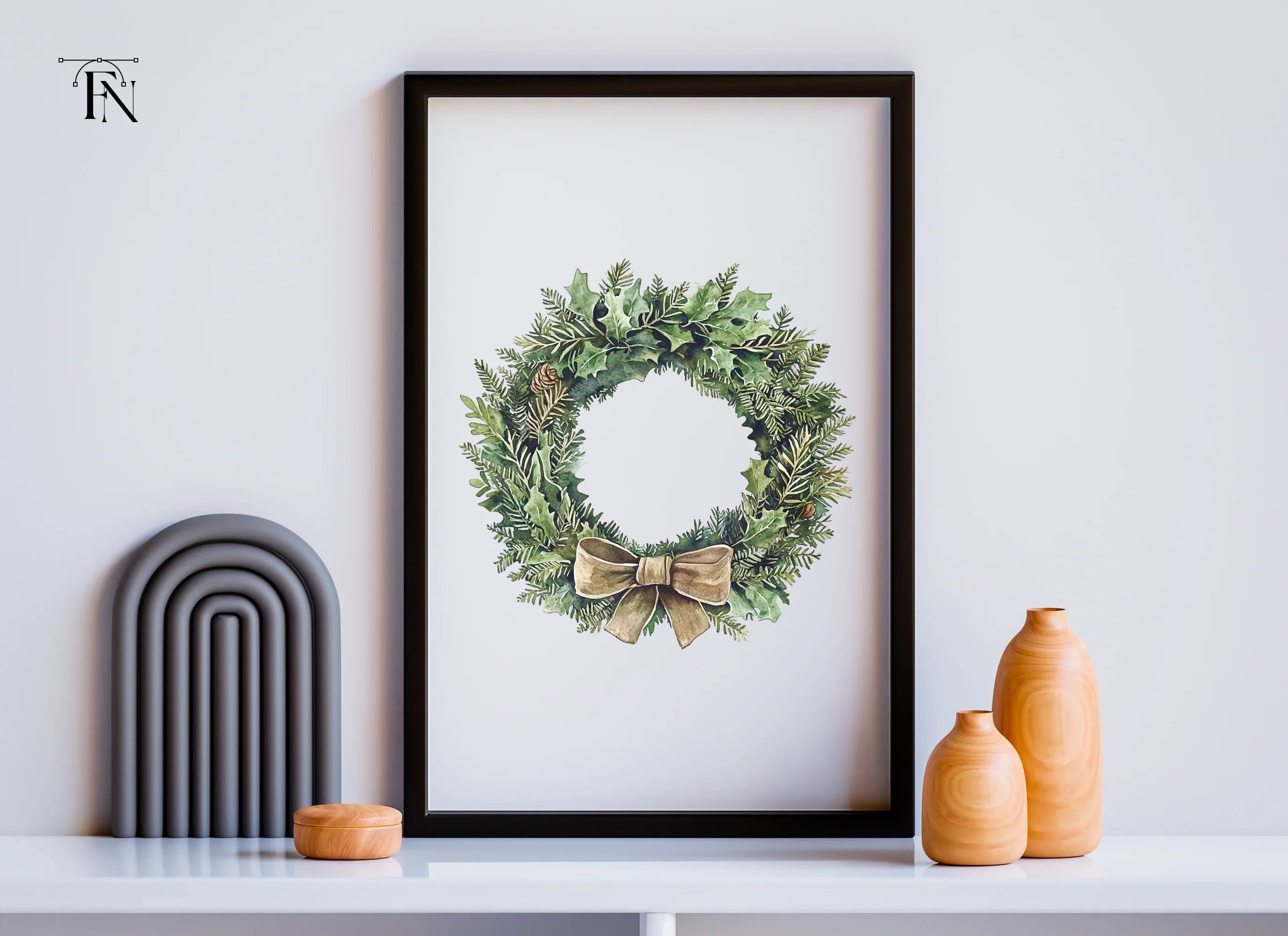 Elegant Holly Wreath Clipart Bundle