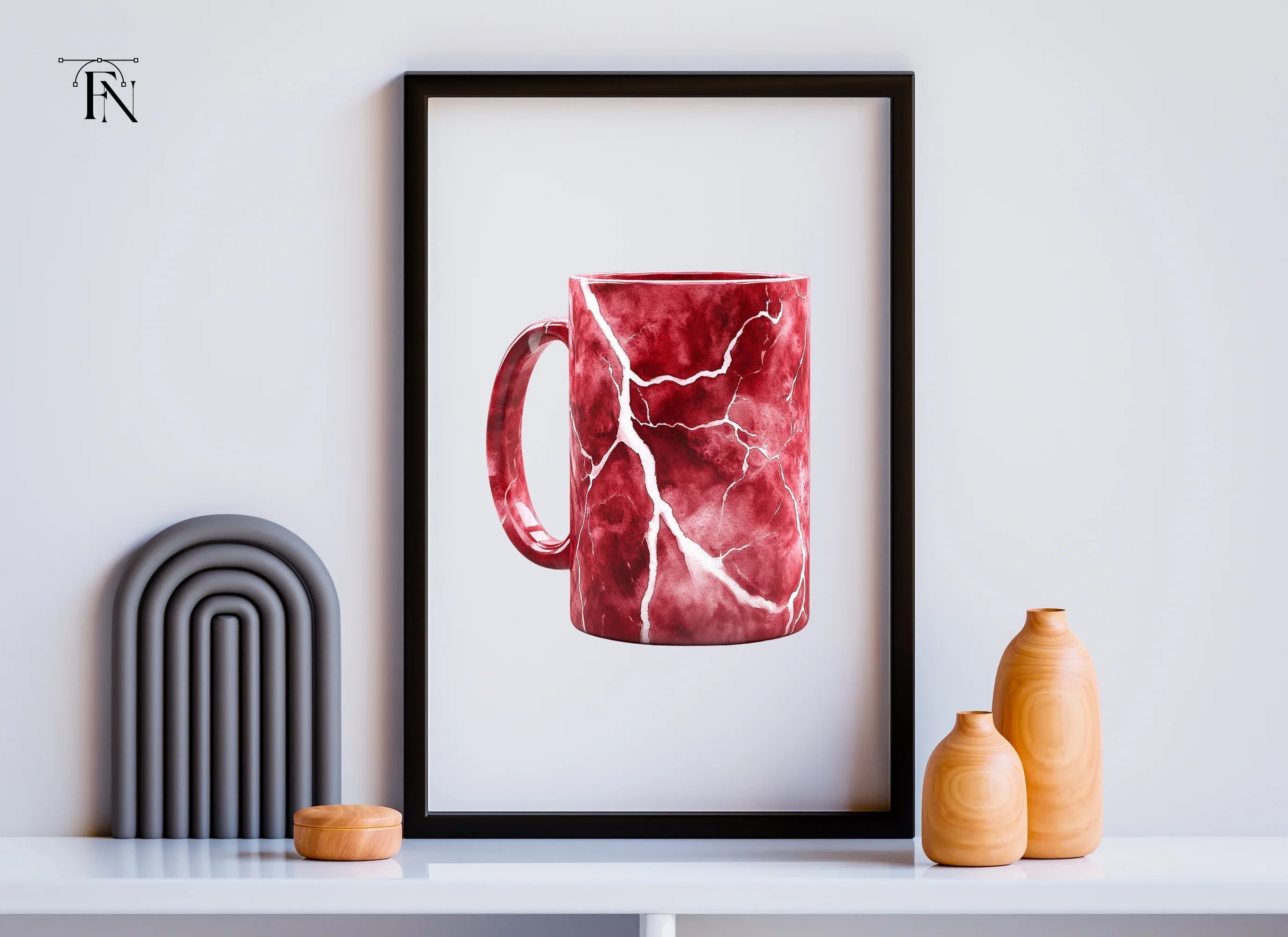 Red Marble Cracked Clipart Bundle