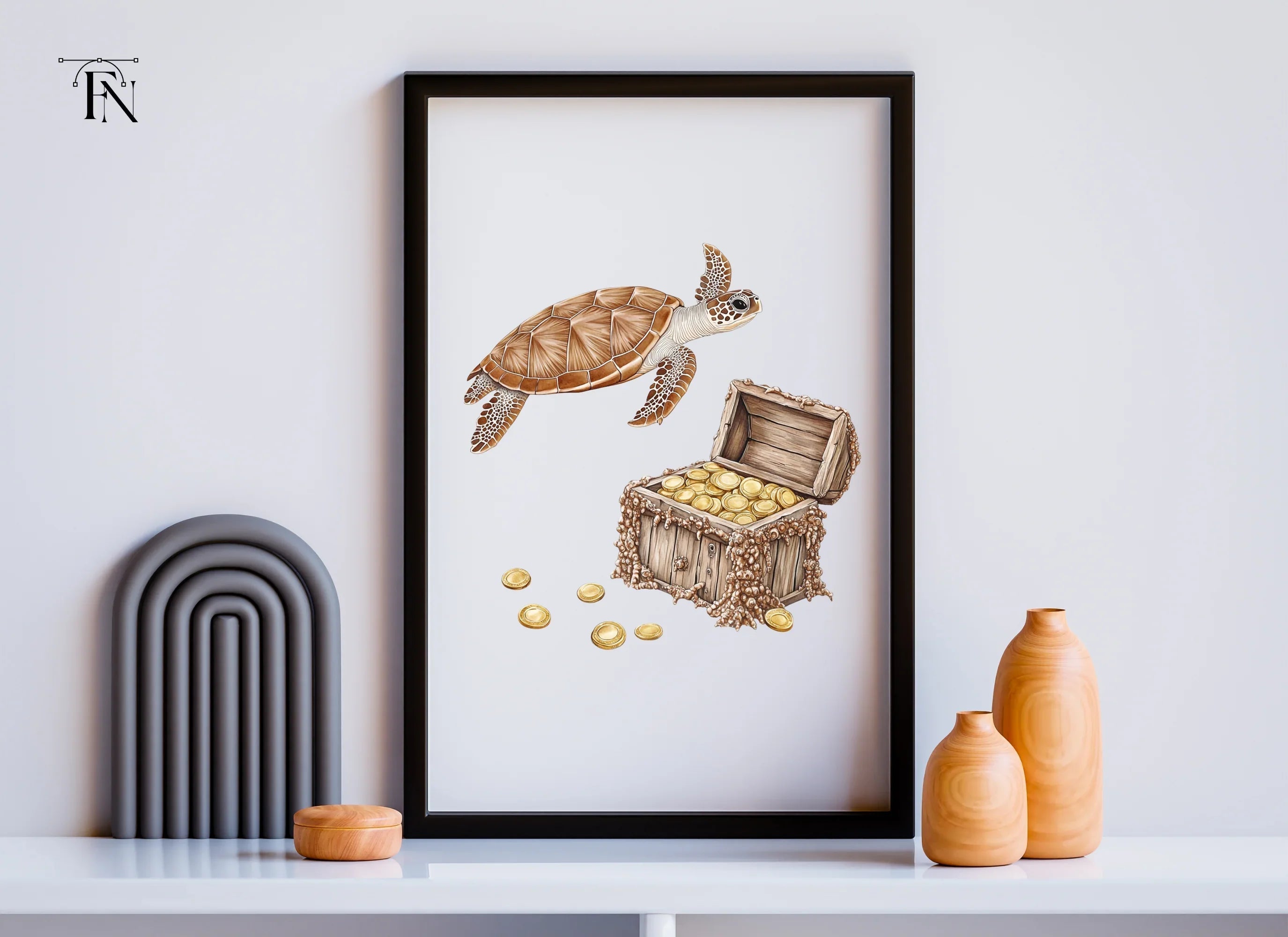 Treasure Chest and Turtle Clipart Bundle