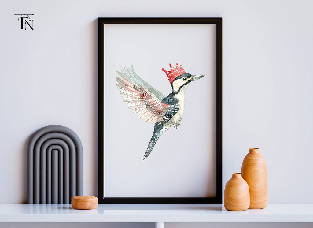 Woodpecker King Red Crown Clipart Bundle