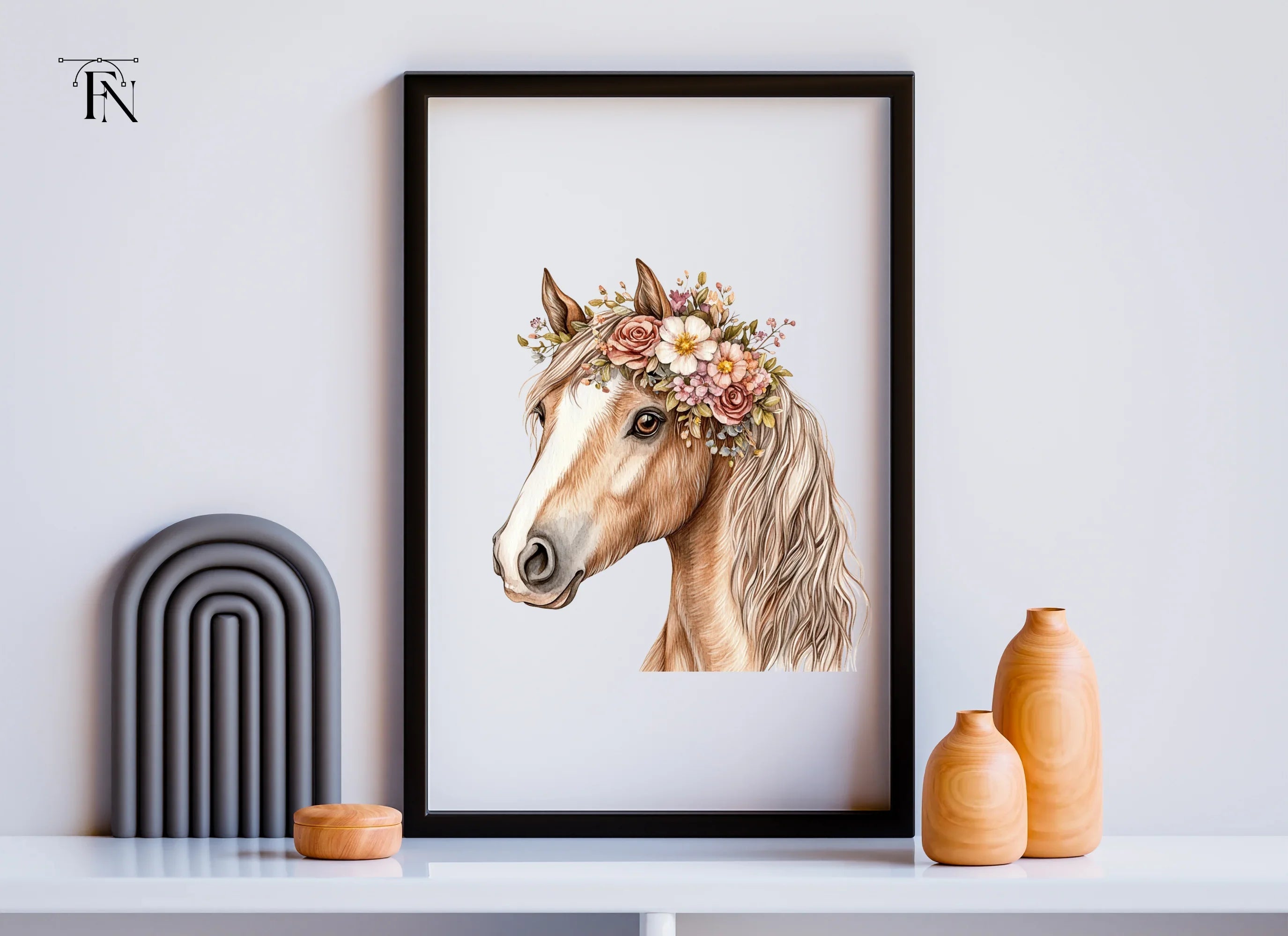 Horses with Flower Crowns Clipart Bundle