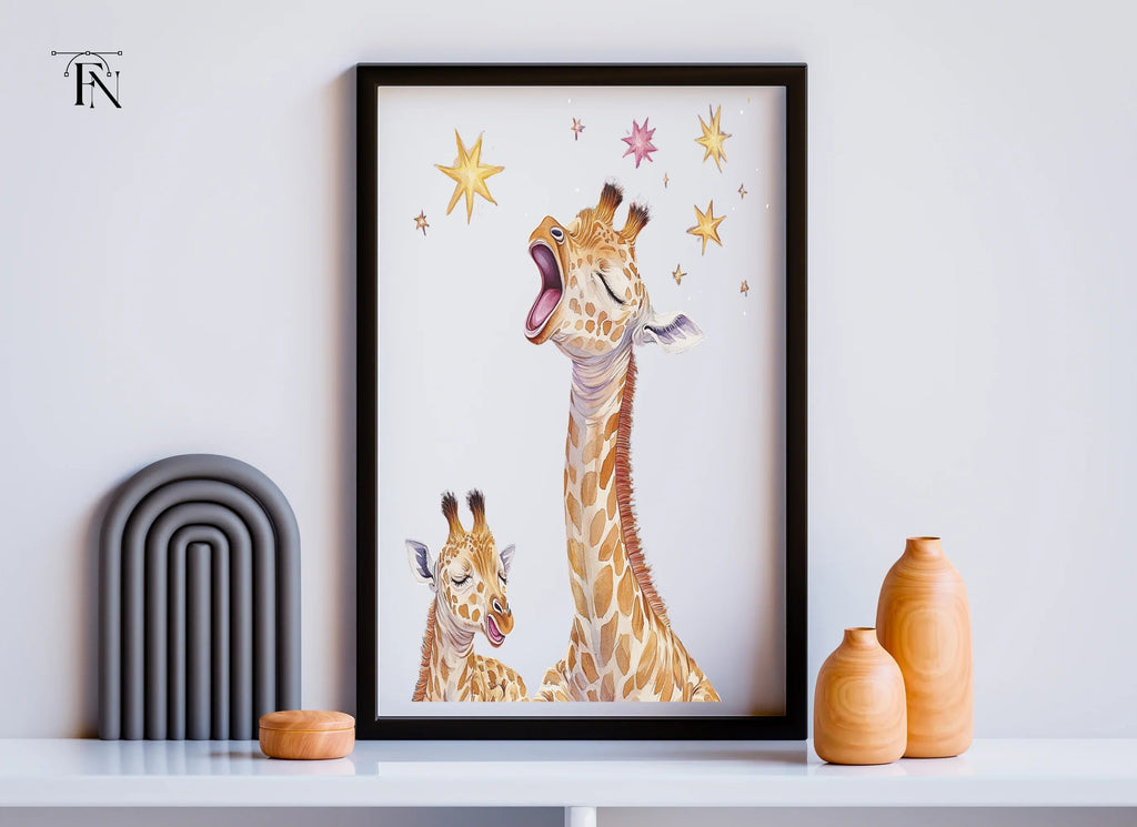 Singing Giraffes with Stars Clipart Bundle