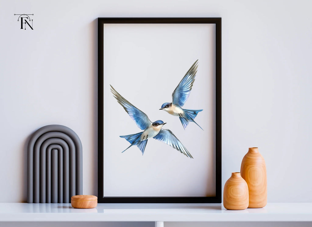Flying Blue Birds Clipart Bundle