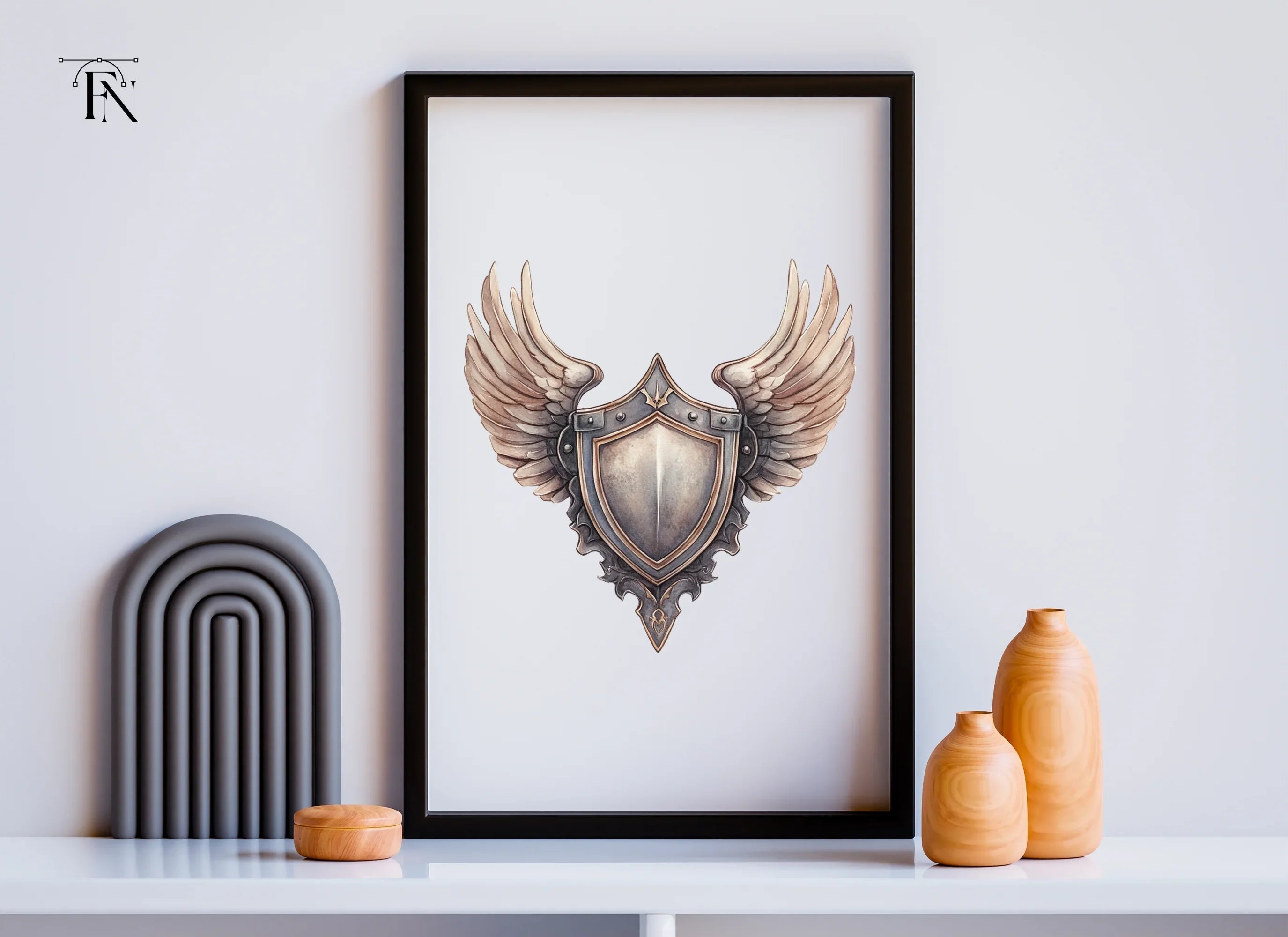 Two Winged Shields Clipart Bundle