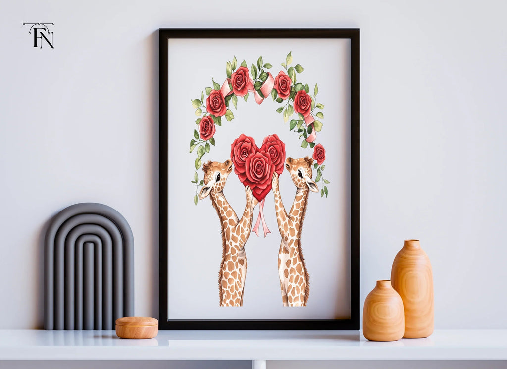 Cute Giraffe Couple Valentine Clipart Bundle