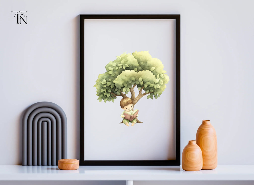 Boy Reading Under Tree Clipart Bundle