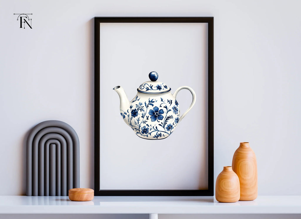 Elegant Blue and White Teapot Clipart Bundle