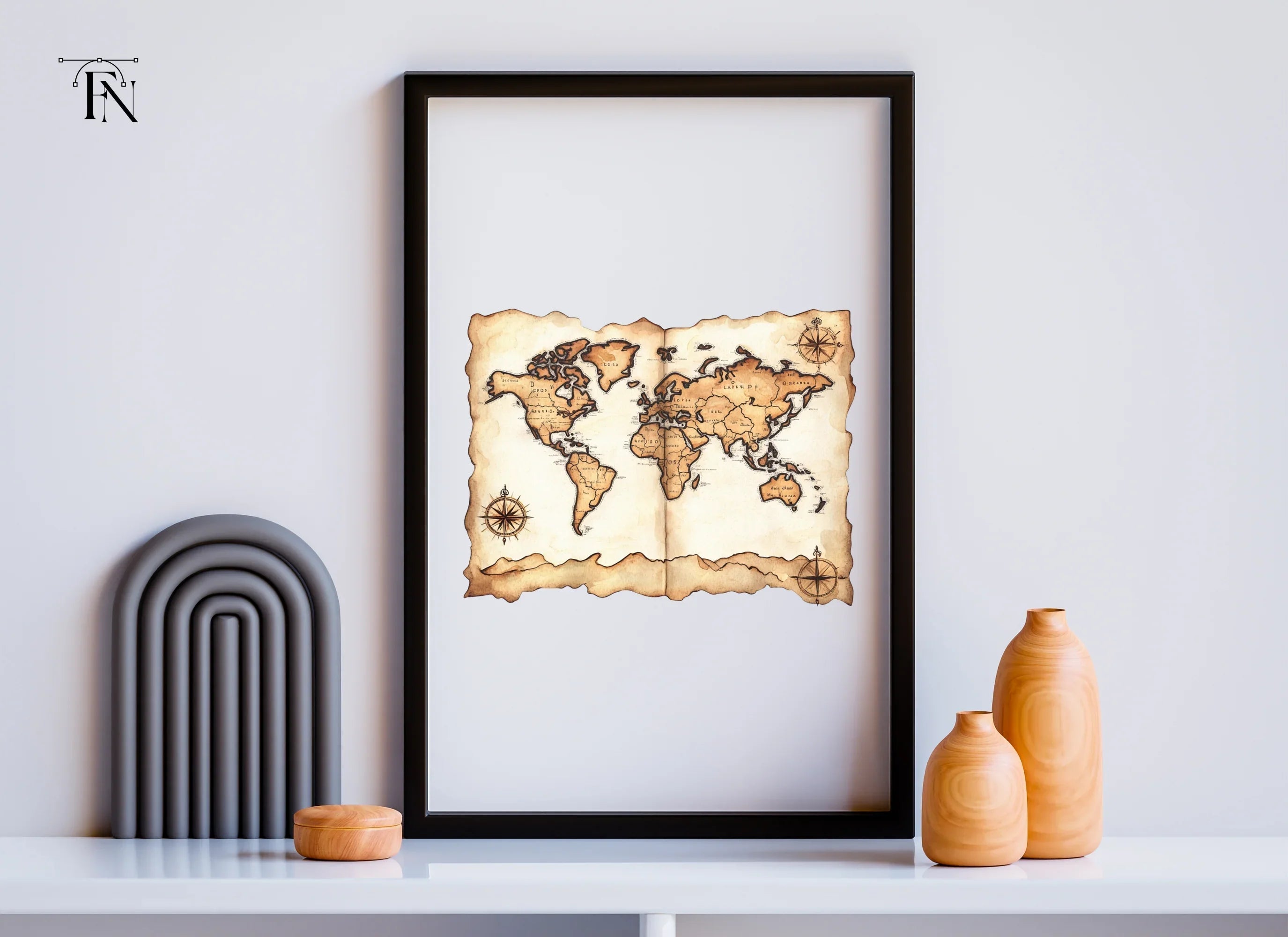 Vintage World Map Clipart Bundle