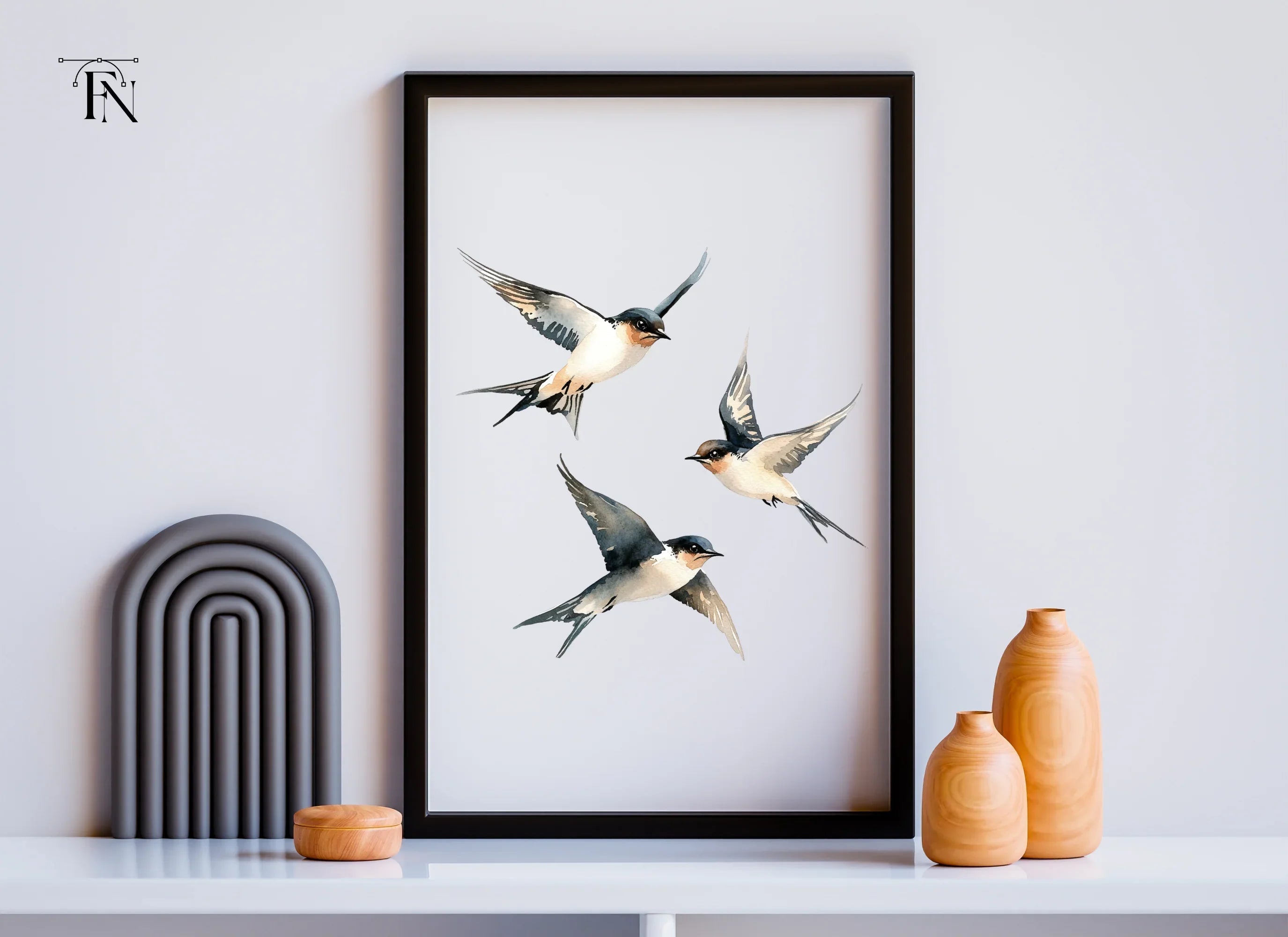 Graceful Swallows Flying Clipart Bundle