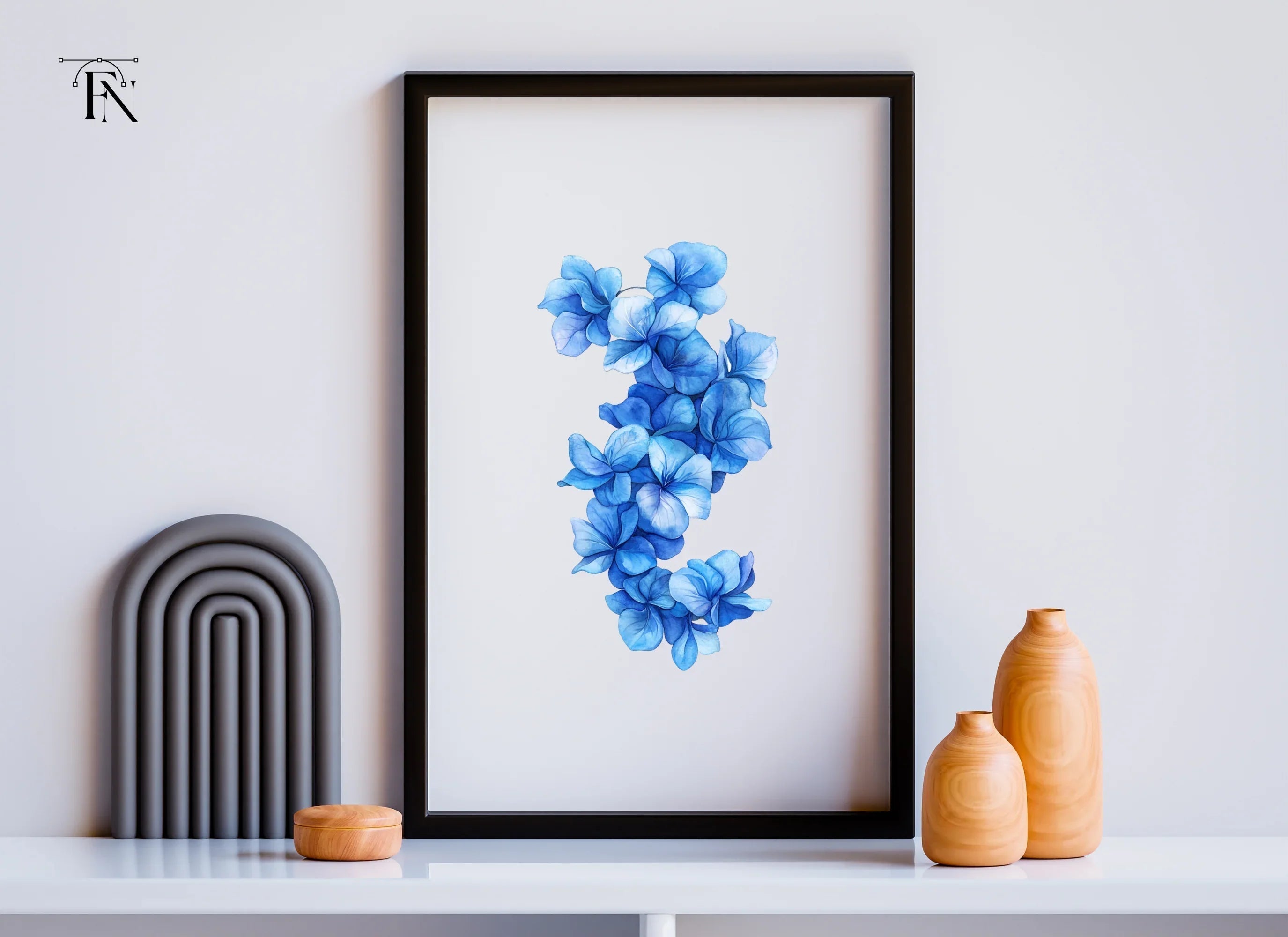 Blue Hydrangea Floral Clipart Bundle