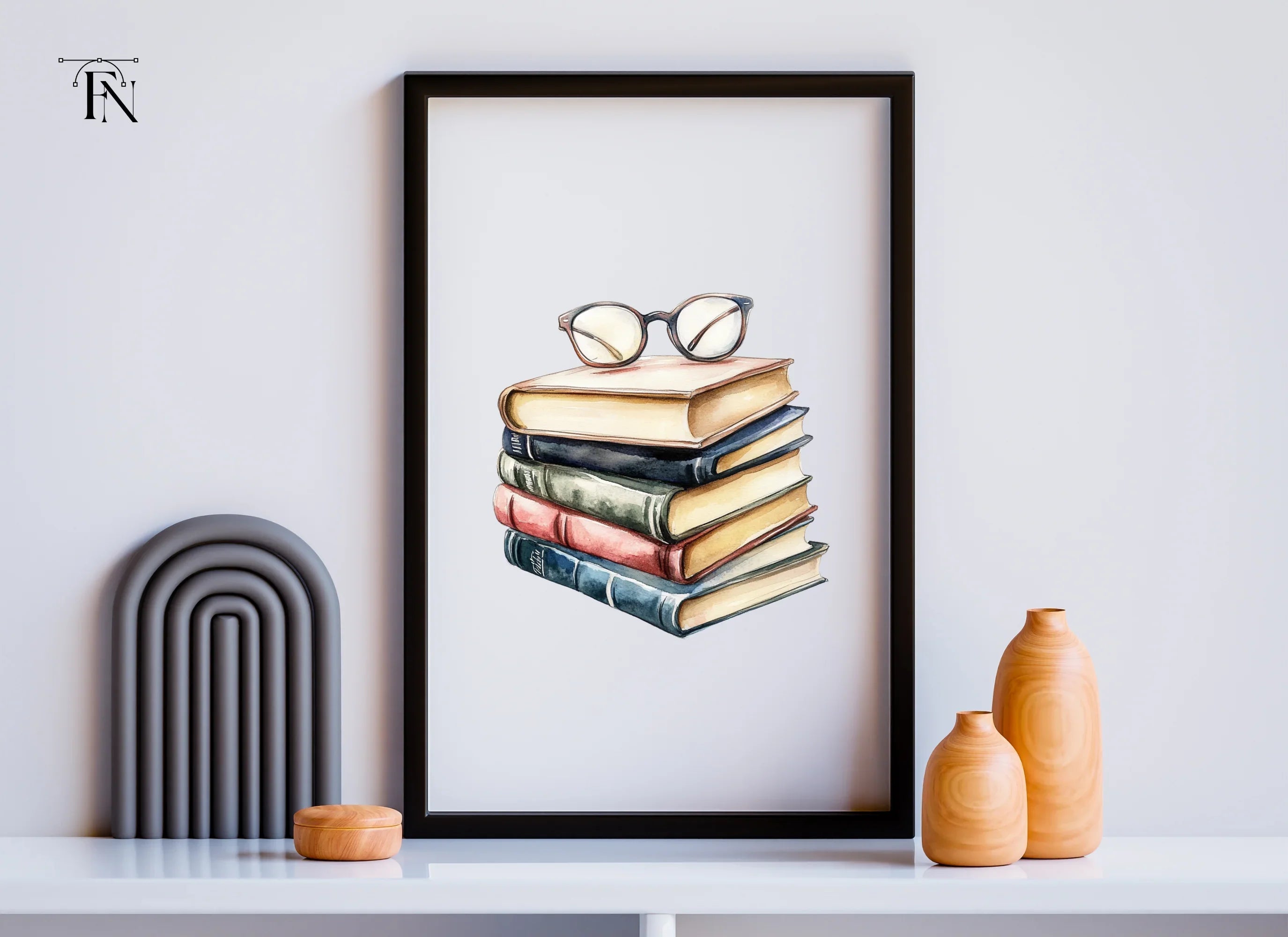 Stack of Books with Glasses Clipart Bundle