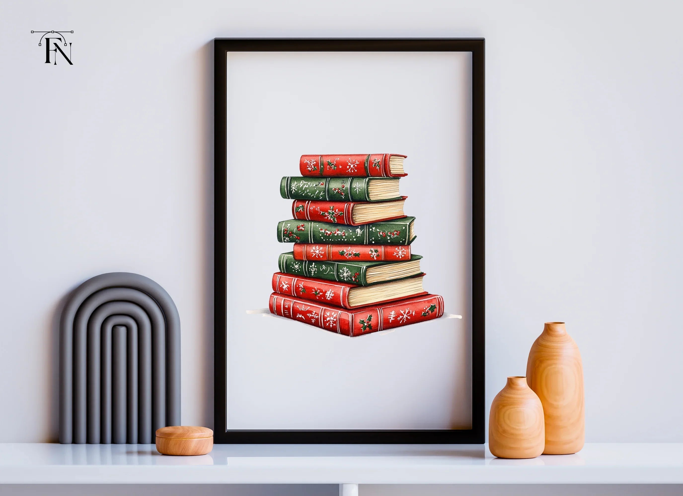 Christmas Holiday Books Stack Clipart Bundle