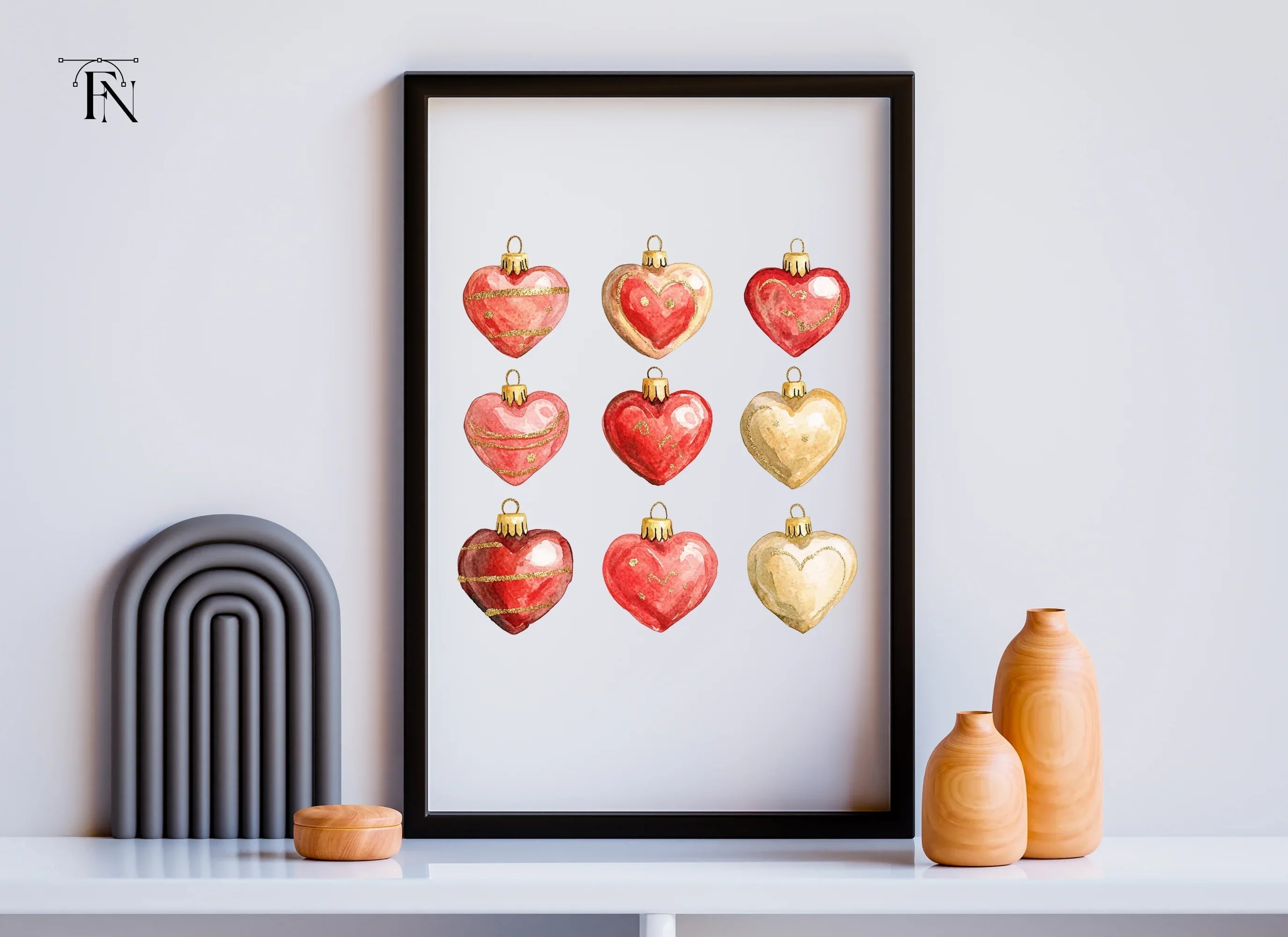 Heart Christmas Ornaments Clipart Bundle