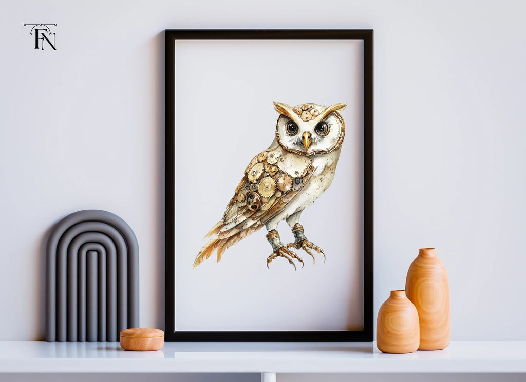 Clockwork Owl Rustic Steampunk Clipart Bundle