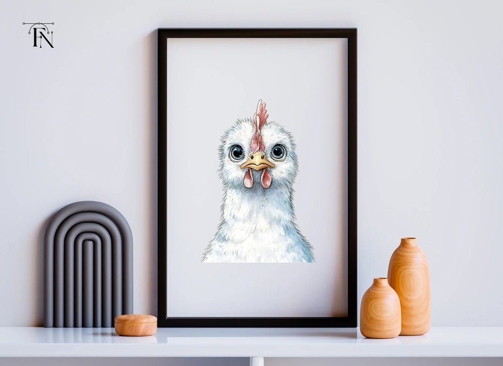 Cute White Chicken Head Clipart Bundle