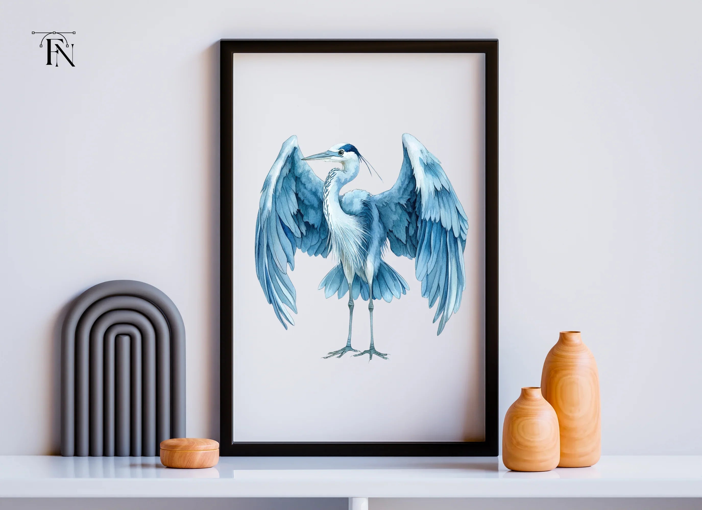 Graceful Heron Open Wings Clipart Bundle