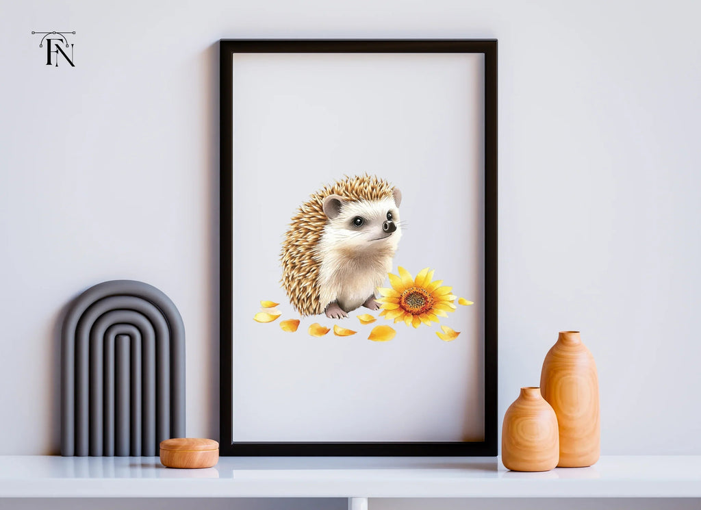 Playful Hedgehogs with Sunflowers Clipart Bundle
